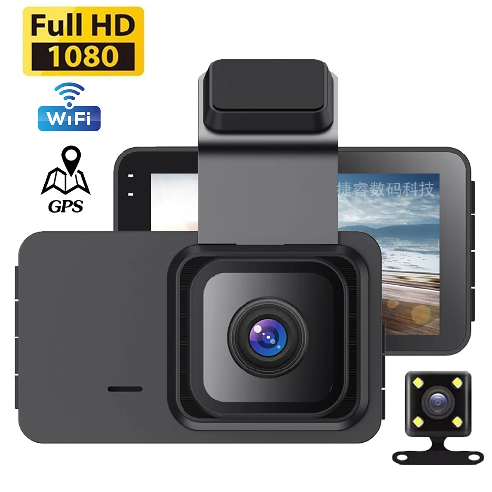 

Car DVR WiFi GPS 1080P Full HD Dual Cams Rear View Dashcam Driving Video Recorder Night Vision Auto Parking Monitor Black Box