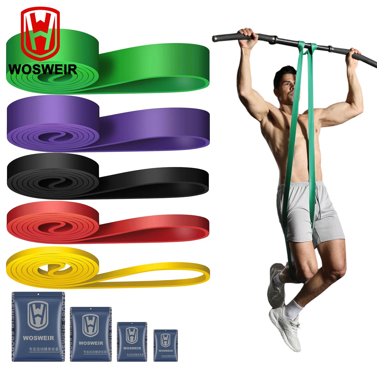 WOSWEIR Elastic Training Gum Resistance Bands Gym Home Fitness Expander Yoga Pull Up Assist Rubber Crossfit