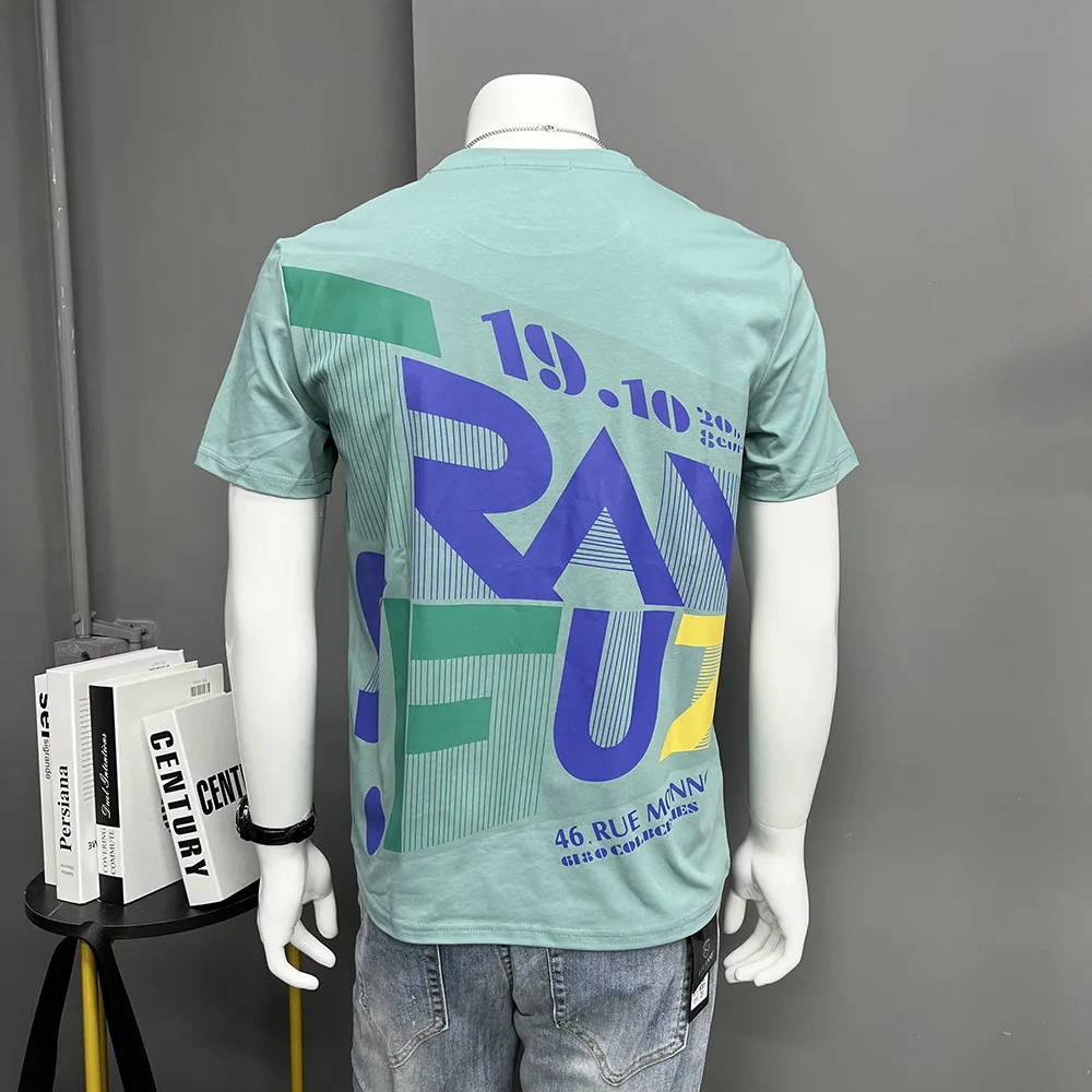 

Футболка мужская с буквенным принтом, базовая тенниска из хлопка, модная повседневная майка с круглым вырезом, Модная Удобная майка, лето