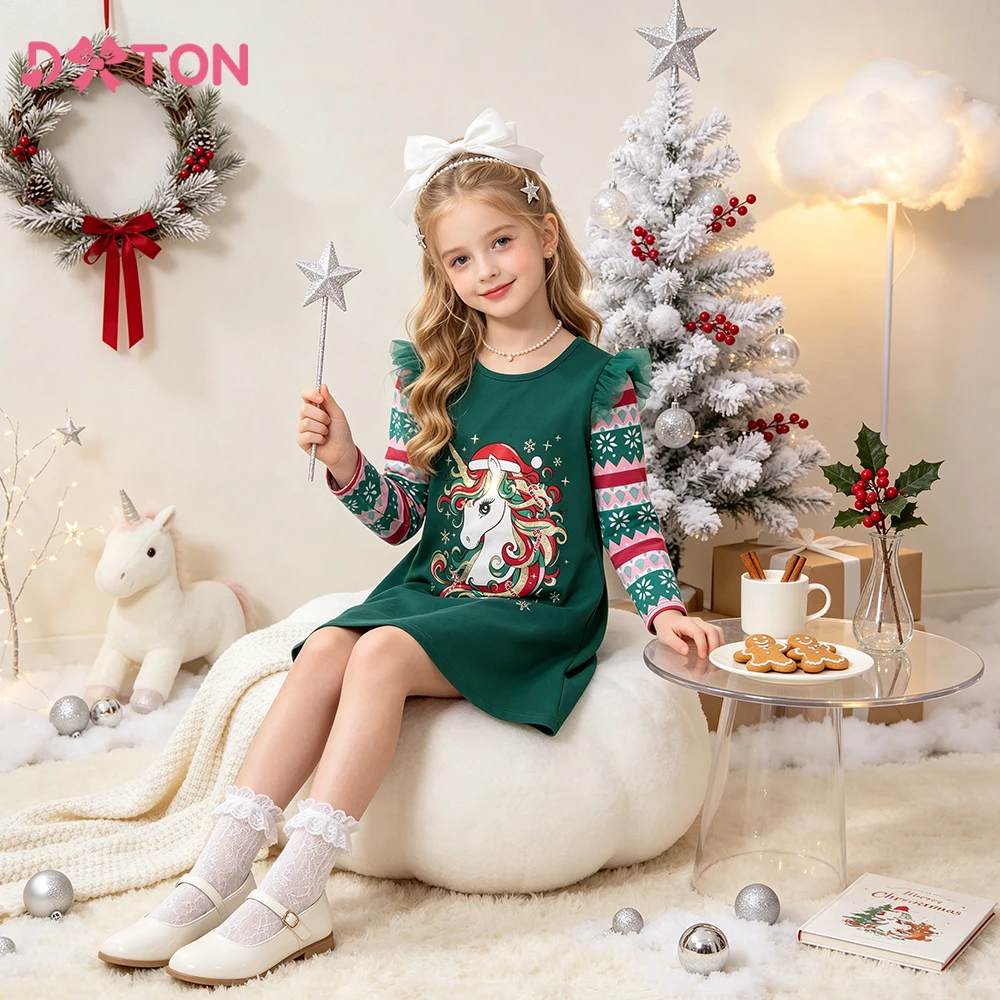 Baby Clothing Knitting Patterns - DXTON 子供祭り服綿幼児クリスマスギフト A ラインユニコーン漫画女の赤ちゃんドレス雪の結晶子供衣装