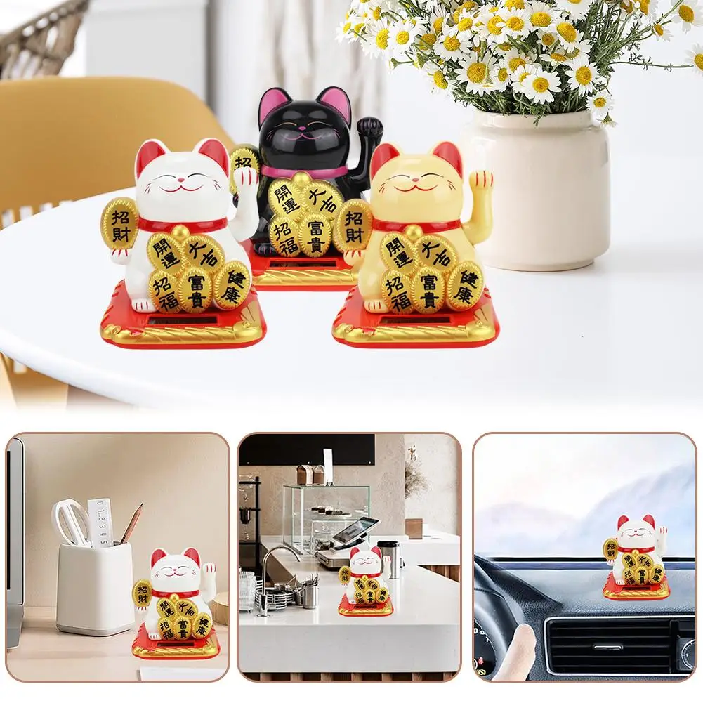 2.5 inch ABS Lucky Cat Bouncing Hand Japanese Statue Decor Fortune Kawaii Waving Statue Room Fengshui Accessories Cat Chine H0E8