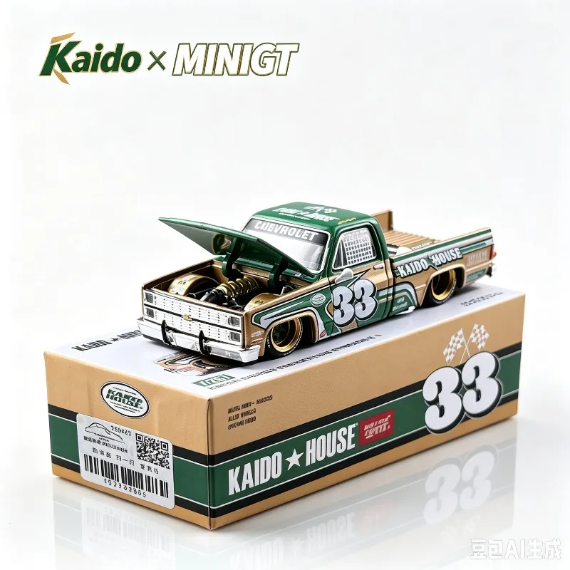 kaido-x-minigt1-64-chevrolet-silverado-sorod-pickup-alloy-car-model-simulation-static-desktop-ornament-adult-collectibles