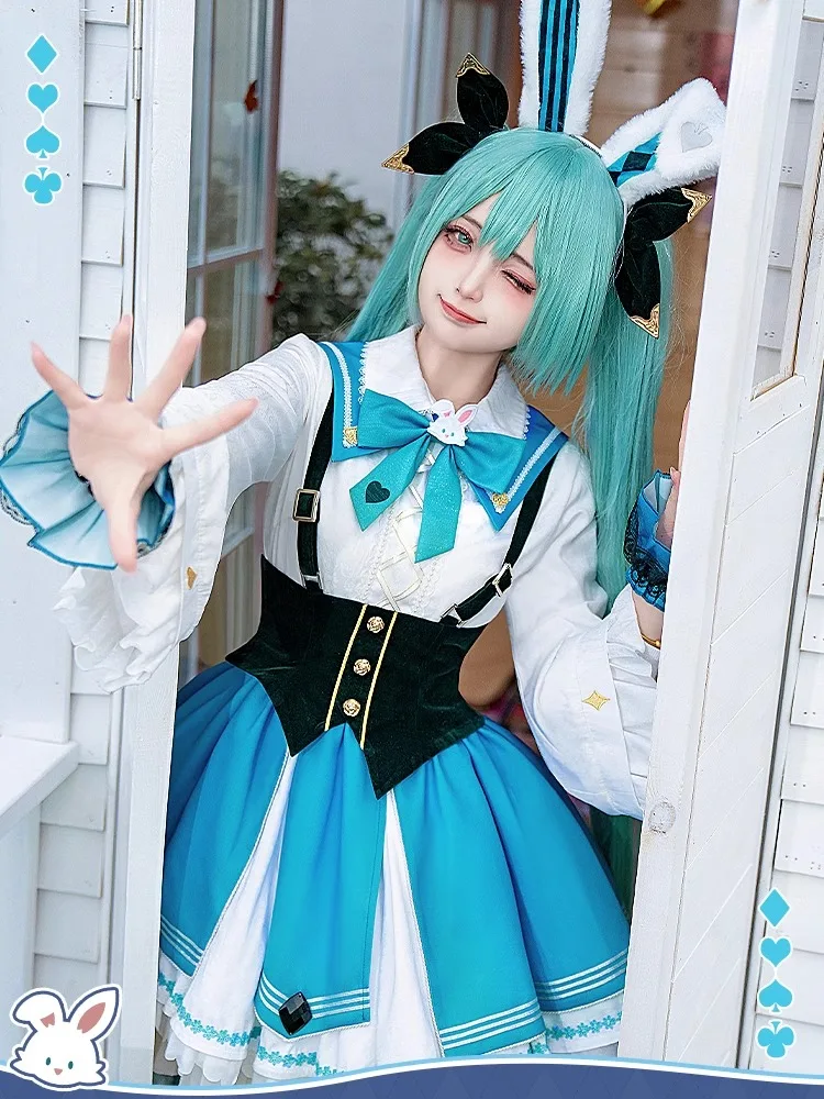 Hatsune Miku cos costume cosplay  cartoon girl anime short skirt suit March Hare