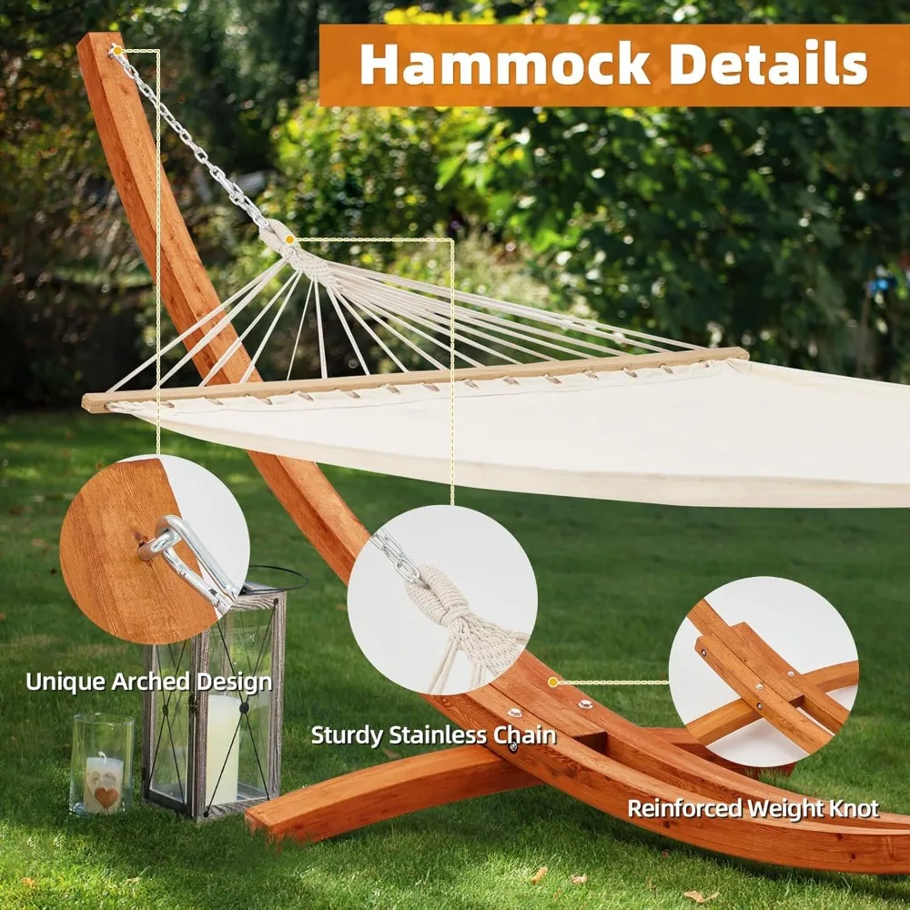 

14 FT Hammock with Stand for Outside, 2 Person Heavy Duty Wooden Hammock Stand, Large Hammock Stand Bed for Porch, Patio Balcony