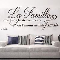 French Wall Stickers La Famille Quotes Living Room Decor La Famille C'est Là Où La Vie Commence Quote Wall Decal Kitchen SY218