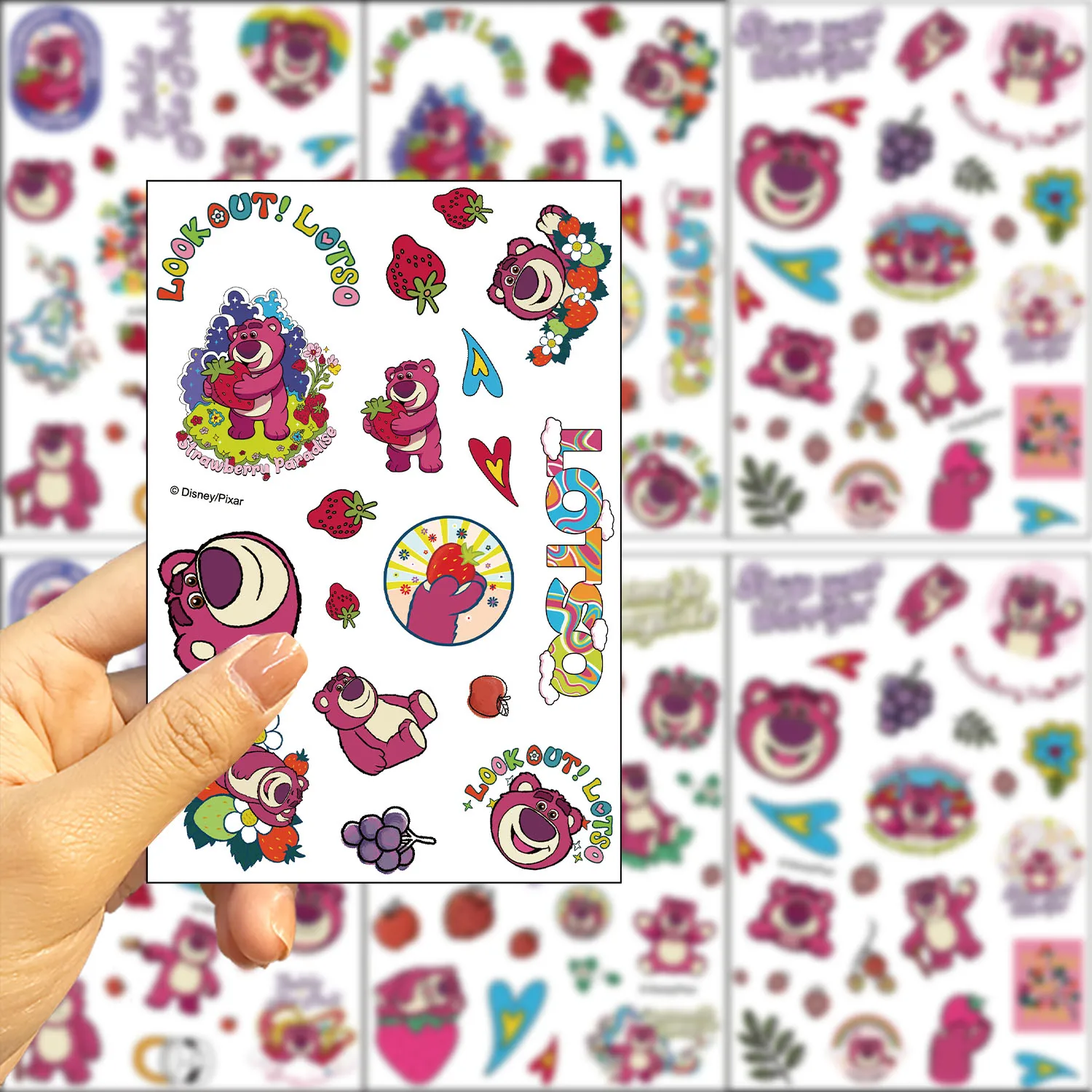 Disney-pegatinas Kawaii de oso Lotso, calcomanías divertidas de Anime, Toy Story, para teléfono, portátil y maleta, 8/16/32 piezas