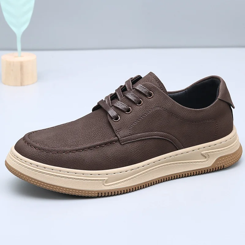 Men's shoes 2026 new men's shoes versatile casual leather shoes men's genuine leather British fashion retro board shoes