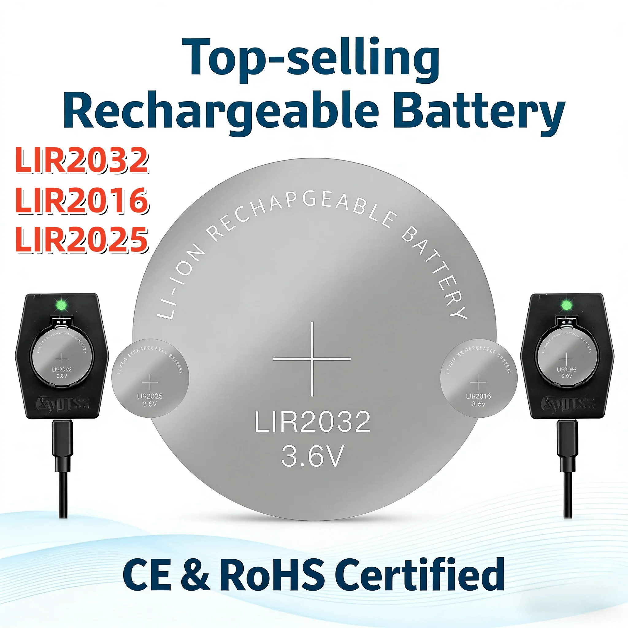 Rechargeable LIR2032 LIR2025 LIR2016 Battery, Can Replace CR2032 CR2025 CR2016 Lithium for Watches (2-10PCS)