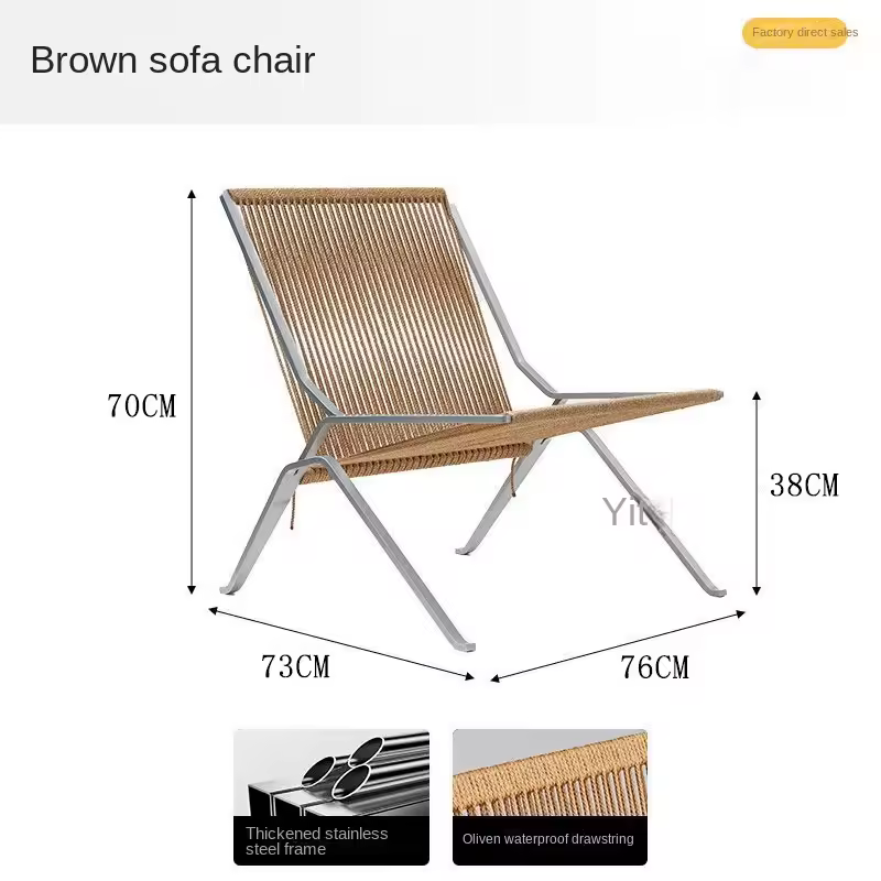 MOMO Bauhaus Single Lounge Chair Living Room Minimalist Rope Sofa Hotel Lounge Reception Chair Outdoor Woven Chair - Image 7