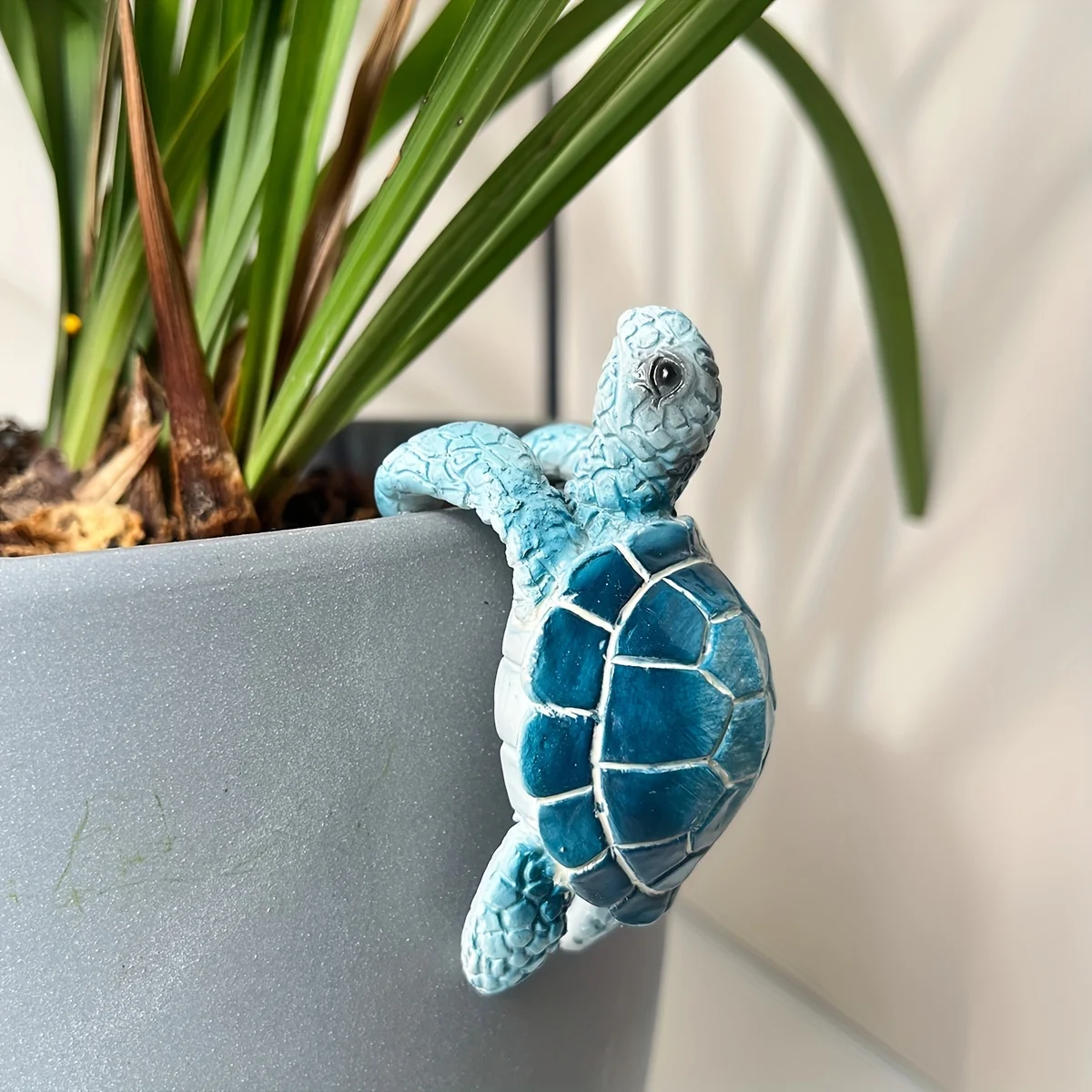 1pc Marine Animal Sea Turtle Resin Sculpture Decorations Garden Patio Planter Hanging Decoration