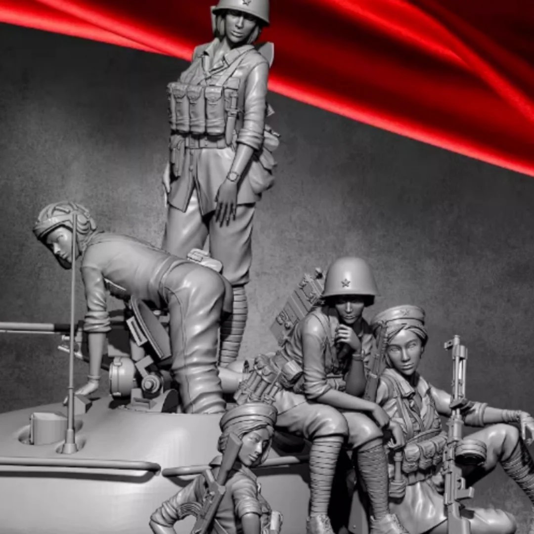 

1/35 Female Soldiers in The Vietnam War 5 Person Miniatures GK Resin Figures Unassembled and Unpainted Diy Model Kit Toys 831