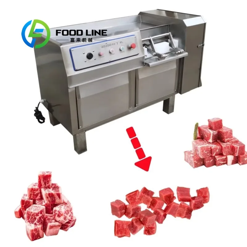 Frozen Meat Block Cutter Industrial Frozen Meat Slicing Cutting Machine Stainless Steel Heavy Duty Food Factory Business Use