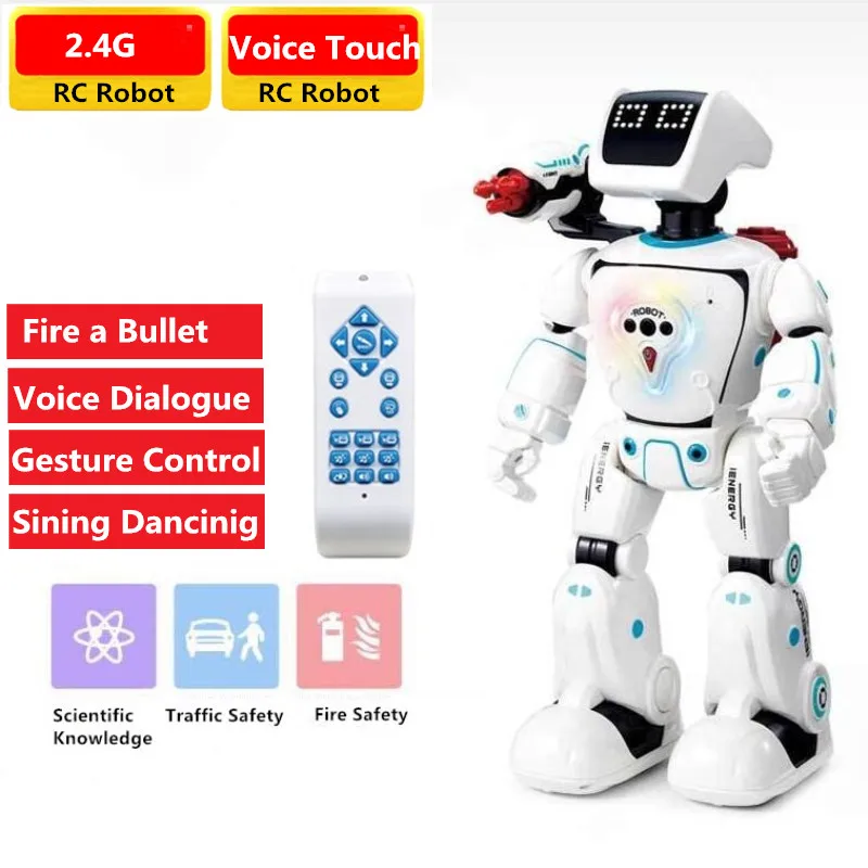 Remote Control Intelligent Smart Robot Voice Conversation Gesture Touch Sensing Battle Mode Launch Bullet RC Robot  Child Gift