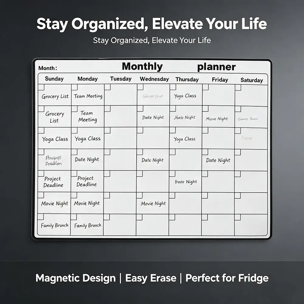 Magnetic Refrigerator Dry Erase Calendar Monthly Planner Whiteboard Record Message Board Memo Pad Fridge Magnets Kitchen Decor