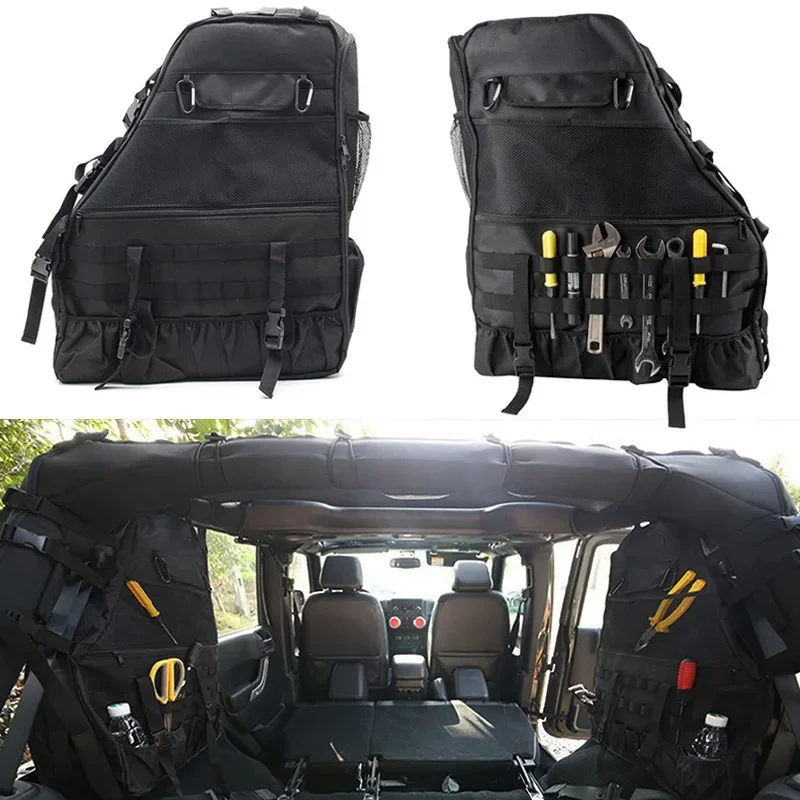 Roll Bar Storage Bag Cage Cargo For Jeep Wrangler JK JKU JL 4-Door Saddle Bag Multi-Pockets Organizers For ATV Tool Storage Bags