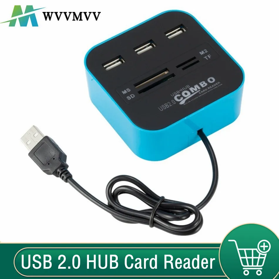 WvvMvv 3 Ports USB 2.0 Hub Combo USB Micro Card Reader SD/TF USB Splitter Hub Combo All In One For Laptop Computer Accessories