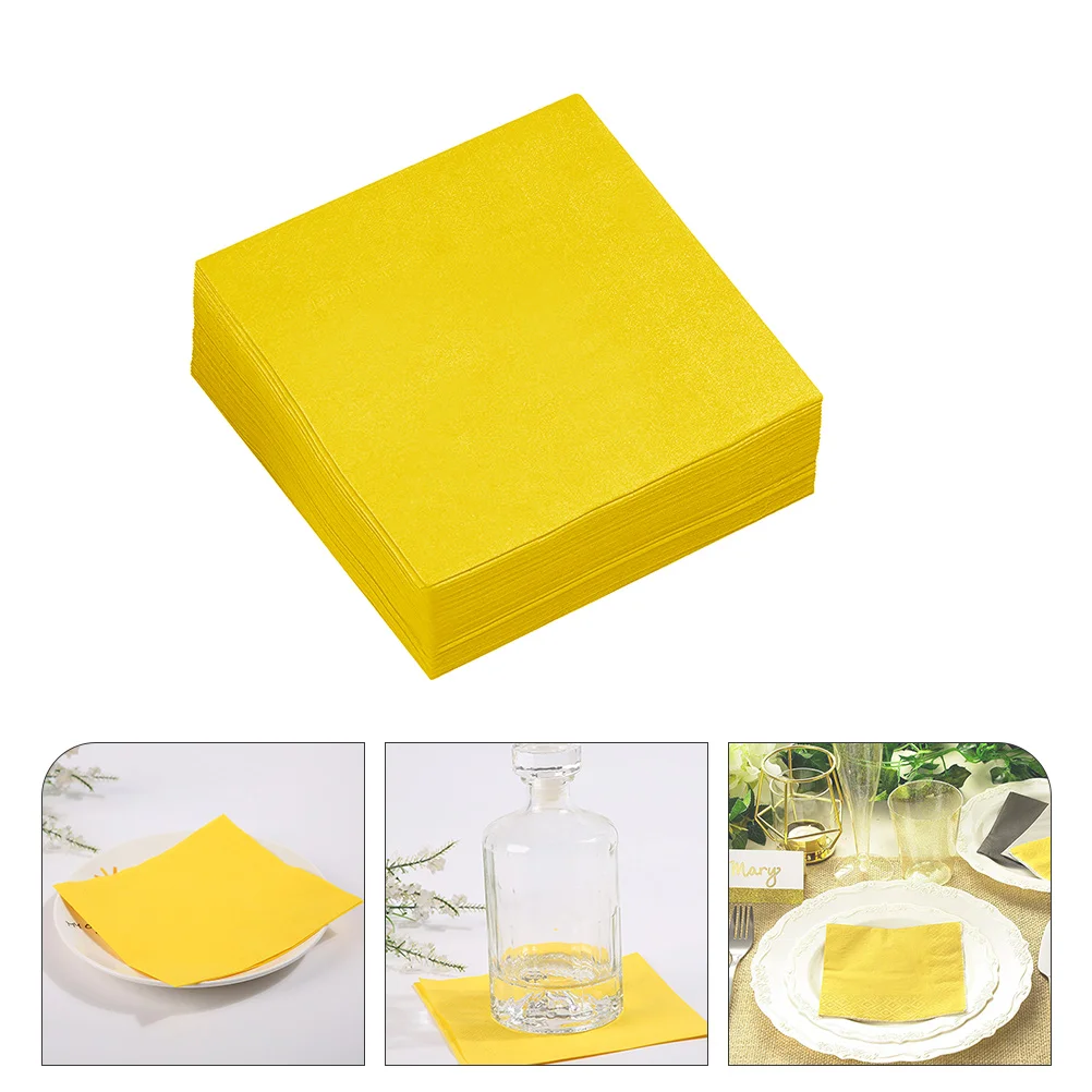 

80 Pcs Wedding Tissue Decorative Napkin Yellow 165x165cm Raw Pulp Wood Paper Birthday Party Favors