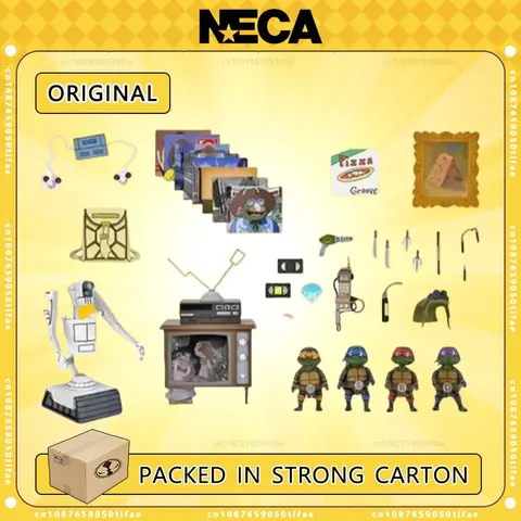 NECA 54311 장난감 틴에이지 뮤트 터틀즈 액세서리 패키지 [미니 터틀 4개 포함] 피규어 오리지널 인형 컬렉션