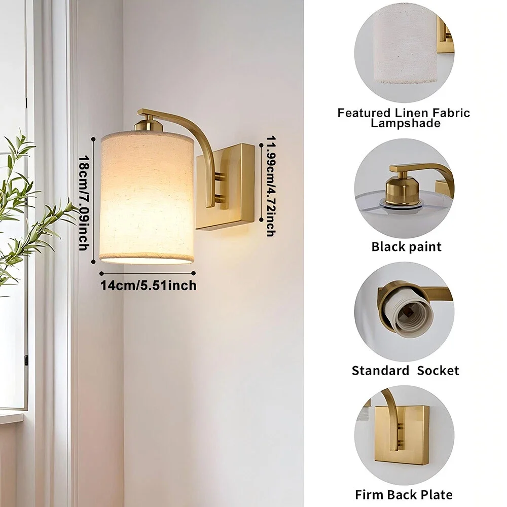 

Linen Wall Lamp Rechargeable Rgb Rechargeable Light Bulb Led Wall Sconce Dimmable Battery Operated Light For Entryway Kitchen