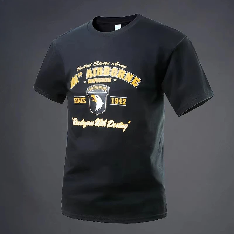 2026 New Military Enthusiast WWII-themed 101 Airborne Division Commemorative T-shirt for Outdoor Clothing, Suitable for Summer.