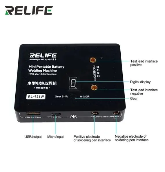 Relife Portable Mini Battery Spot Welding Machine, For iPhone Nickel Batteries, Chip Precision, Repair, RL-936W, 936WB, 936WD