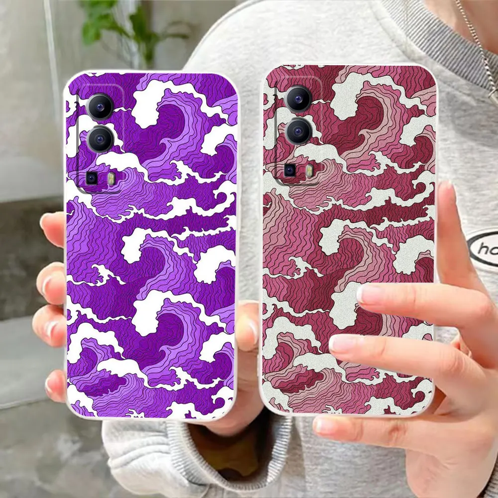 Clear Phone Case For VIVO Y30 Y32 Y33S Y50 Y51S Y52S Y53S Y55S Y66 Y77 Y93 Y95 Y97 V20 5G 4G Case Funda Shell Painted The Waves