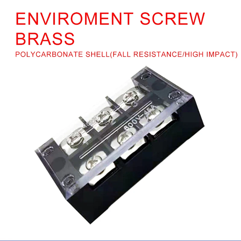 600V 45A TB-4503 Terminal Block Panel Mount Fixed Barrier 3 Position 6 Screws Connector Terminator Terminales