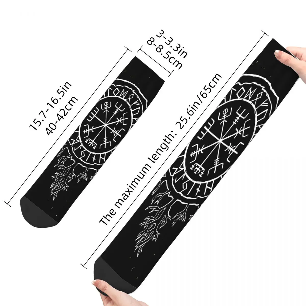 Vegvisir-Calcetines de mitología vikinga para hombre y mujer, medias estilo Hip Hop, brújula nórdica, Futhark, runas, otoño