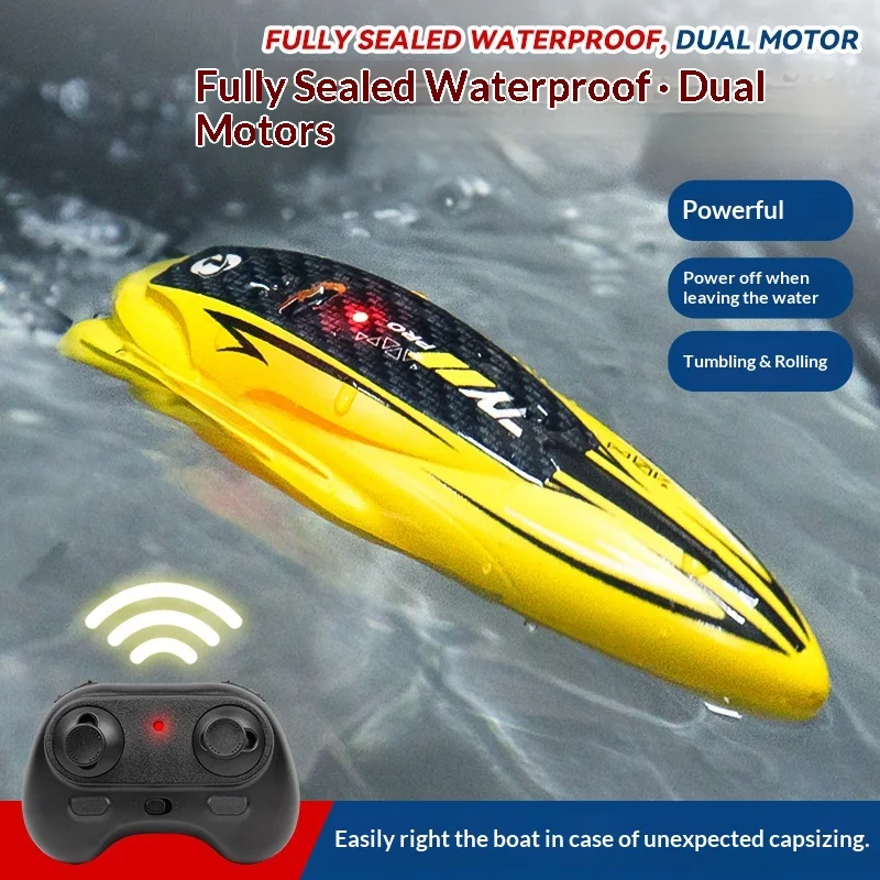 

2.4G Mini RC Stunt Boat Dual Motor Fully Sealed Waterproof Capsize Reset Rolling Stunt Low Water Cut For Pool Lake Kids