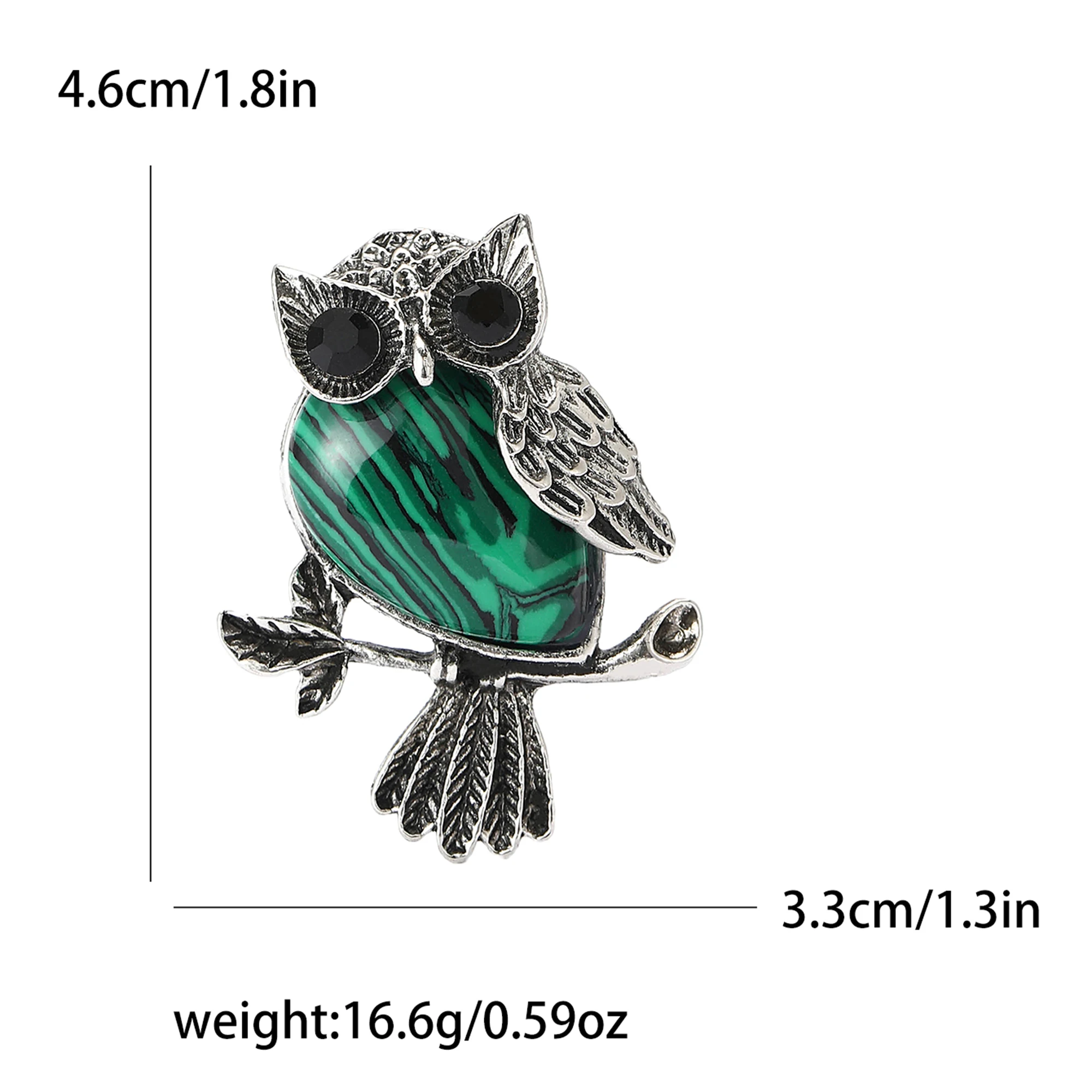 Vintage Turquoise Owl Brooches for Women Unisex Bird Pins 5-color Available Office Party Accessories Gifts