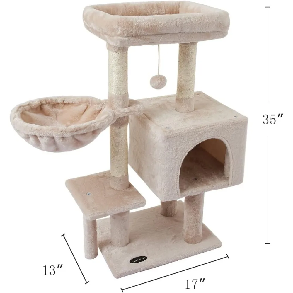 Imagem -06 - Indoor Sisal Cat Tree com Jump Platform Kitten Tower Arranhando Posts Cute Cat Móveis Atividade Centerpiece