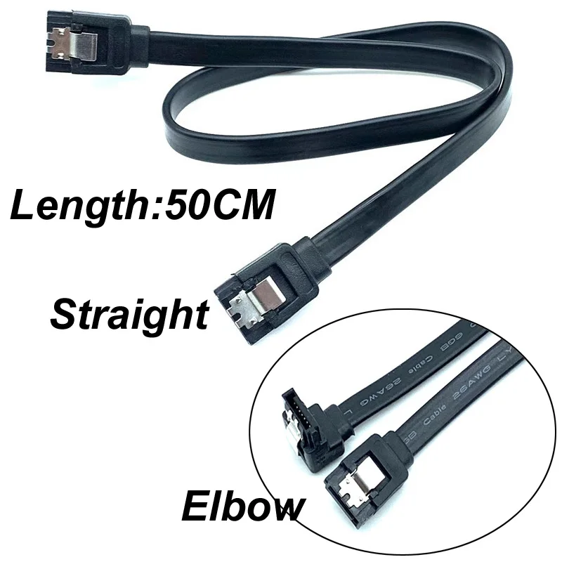 

50CM SATA 3.0 To Hard Disk SSD Adapter HDD Cable Straight Elbow 90 Degree Sata 3.0 Cable For Asus MSI Gigabyte Motherboard