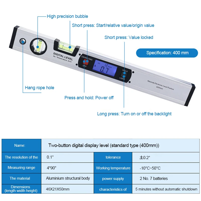 400mm Digital Protractor Angle Finder Electronic Level 360 Degree Inclinometer With/without Magnets Level Angle Slope Test Ruler