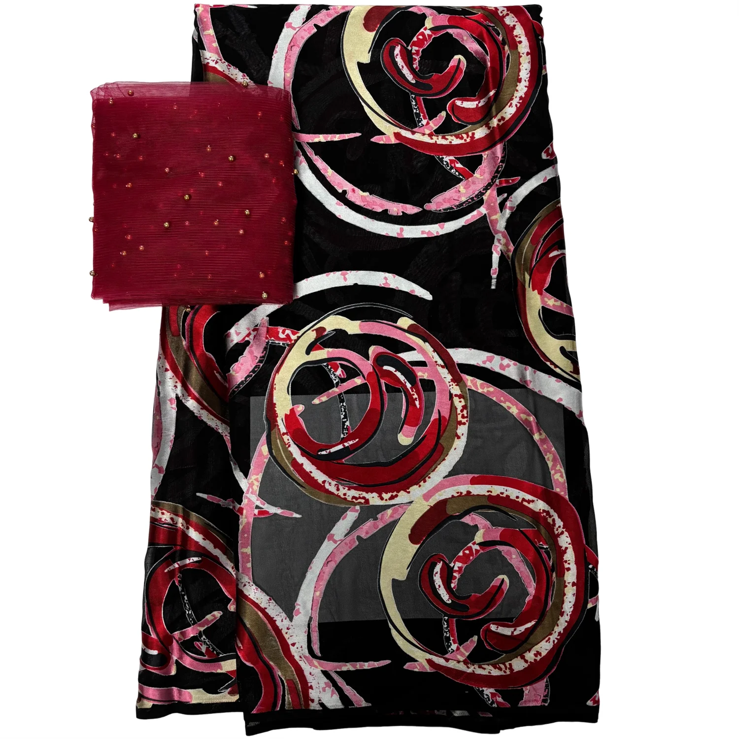 

Bead Sequin 5+2 Yards Chiffon African Lace High Quality Printing Cotton Swiss Voile Fabric Match George Fabric Scarf Set Sewing