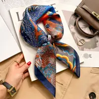 Silk Square Scarf Women Luxury Floral Print Kerchief Soft Satin Hairband Hands Bag Ribbon Foulard Hijab Neckerchief Headband - Image 3