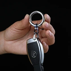 High-End Titanium Alloy Capsule Rotatable Car Key Chain Luxury Titanium Damascus Connection Buckle EDC Keychain Accessories