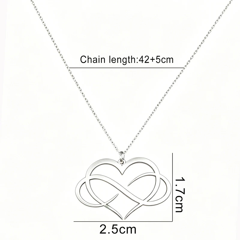Edelstahl-Halsketten mit Herz-Unendlichkeitssymbol-Anhänger, modische Halskette für Damen, Schmuck, Partygeschenke – Detail 1