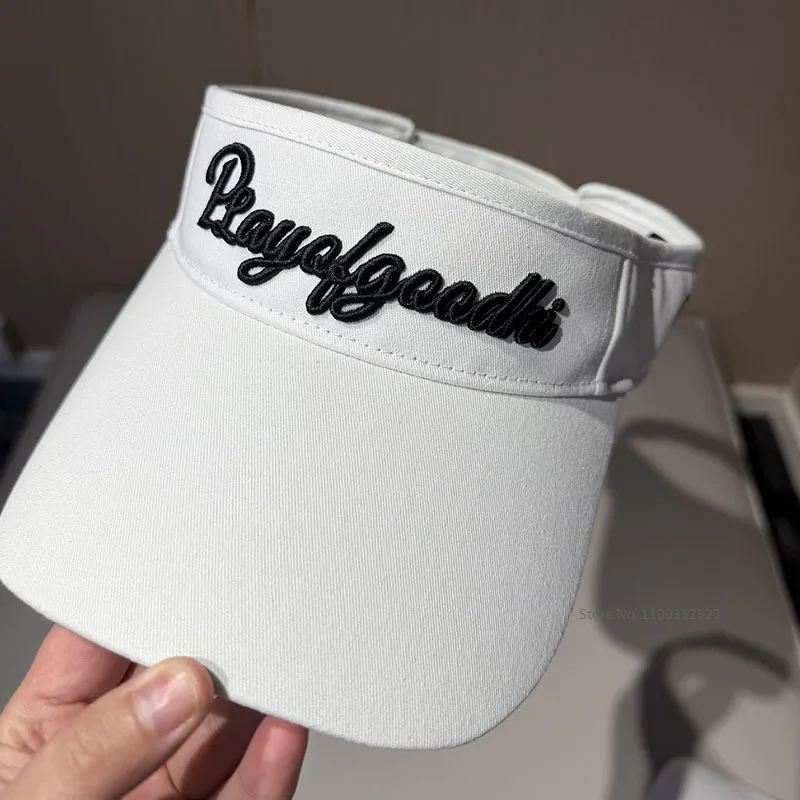 PL Sunscreen Golf Cap Women Empty Top Anti-UV Caps Adjustable Large Brim Sun Visor Running Tennis Hat Ladies Sports view 3