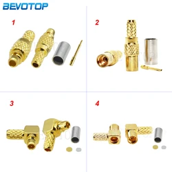10 sztuk/partia MMCX męskie/żeńskie proste/proste zaciskane złącze 50ohm MMCX typu RF dla RG174 RG178 RG179 RG316 LMR100 kable