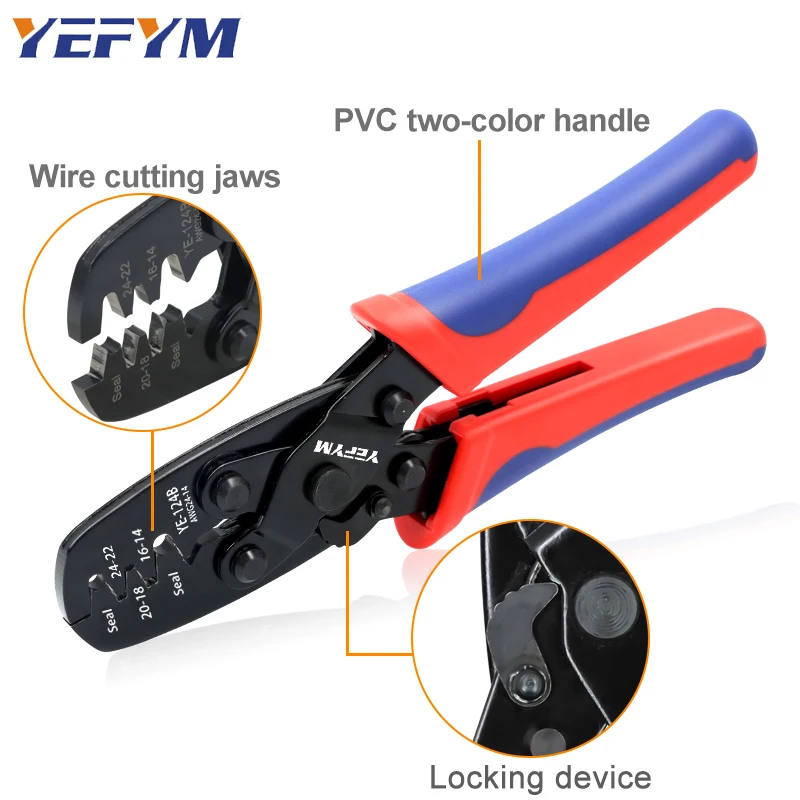 Waterproof terminal crimping pliers YE-124B 24-14AWG Automobile connector crimping tool multi-function Electrical tools YEFYM