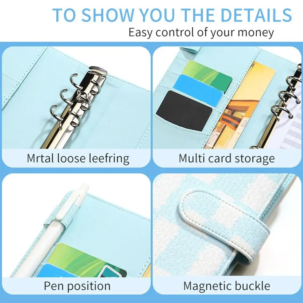 

PU Leather Money Saving Binder Loose-Leaf Waterproof A6 Budget Binder with Cash Envelope Cash Envelopes Reusable