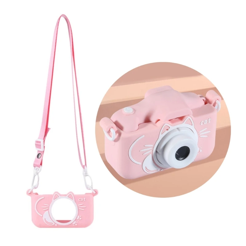 Kids Camera Protective Cover Case- Children Camera Silicone  Mini Adjustabl