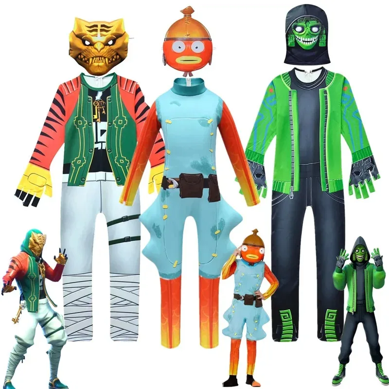 2026 جديد 2024 هالوين D-Mr الوحش البرق القط الاطفال الكرتون الأسماك تأثيري بذلة الأولاد عيد الميلاد حفلة عيد ميلاد يتوهم Ca ★ ☆ ❤ ★ ☆