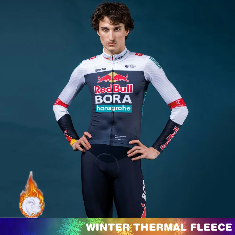 

Cycling Winter Jersey Thermal Man Set RED BULL Fleece Sets Road Bikes Clothing Sportswear Men's Outfit Bib Clothes 2025 Pants