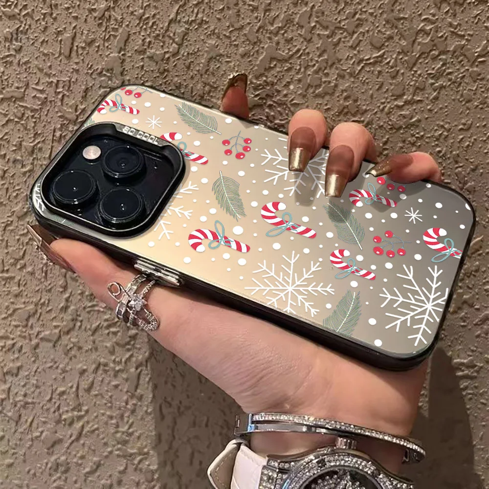 عيد الميلاد الثلج قضية الهاتف آيفون 17 برو ماكس 16 15 14 13 12 11 برو ماكس زائد 7 8 زائد X Xs Xr الأسود للصدمات غطاء من البولي يوريثان #3