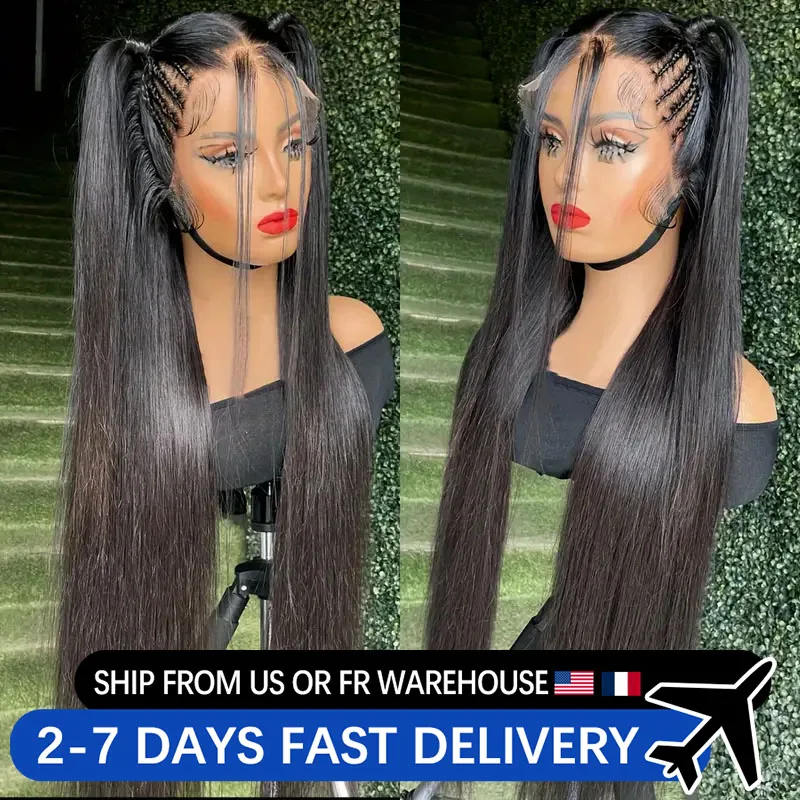 Bone Straight 13x4 13x6 Transparent Lace Front Human Hair Wigs Brazilian Pre Plucked 30 34 Inch 4x4 Remy Closure Wigs For Women