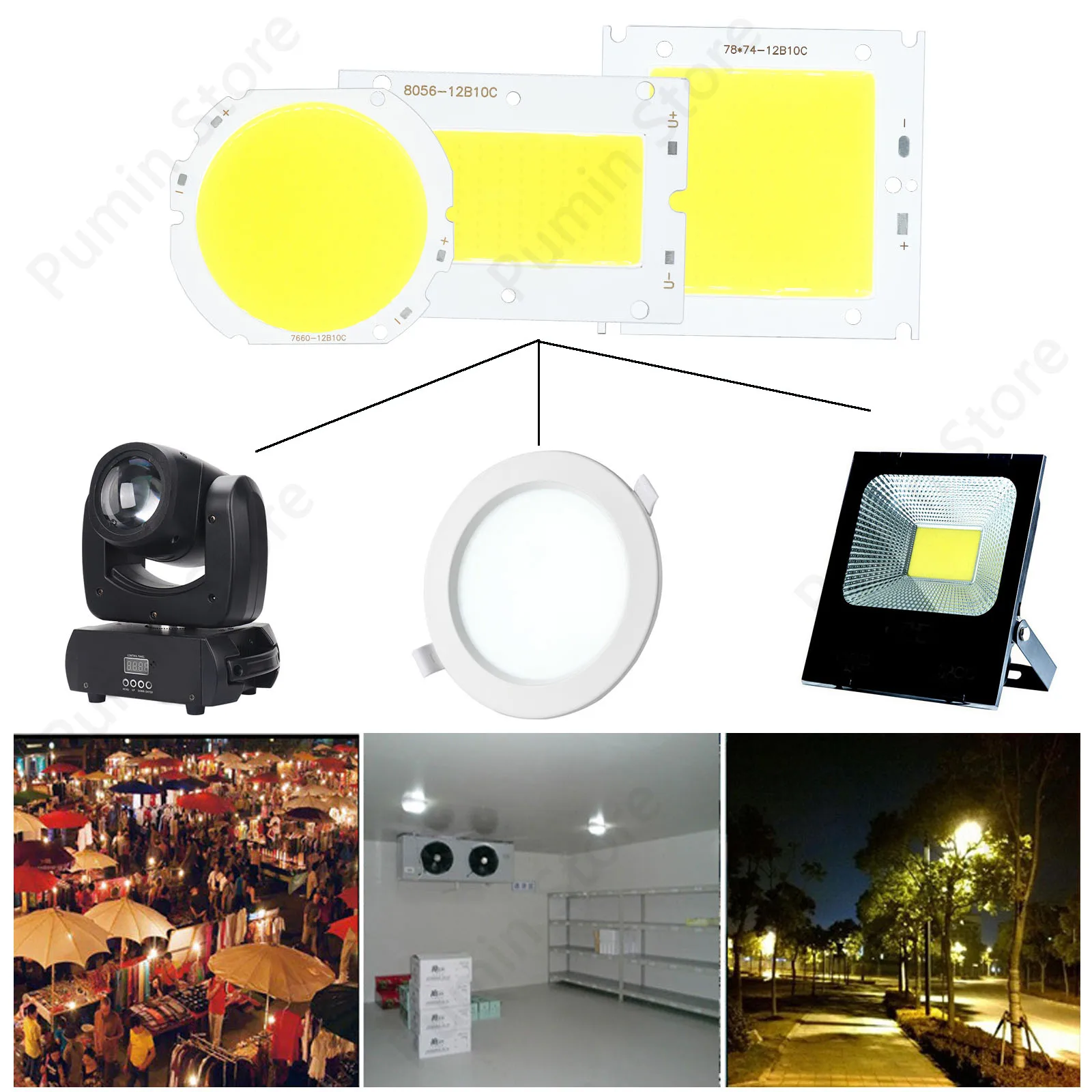 LED 7660 Lamp Beads 50W DC30-32V COB LED Light Source Chip On Board LED Matrix DIY Floodlight Stage Lights Spotlight Round white