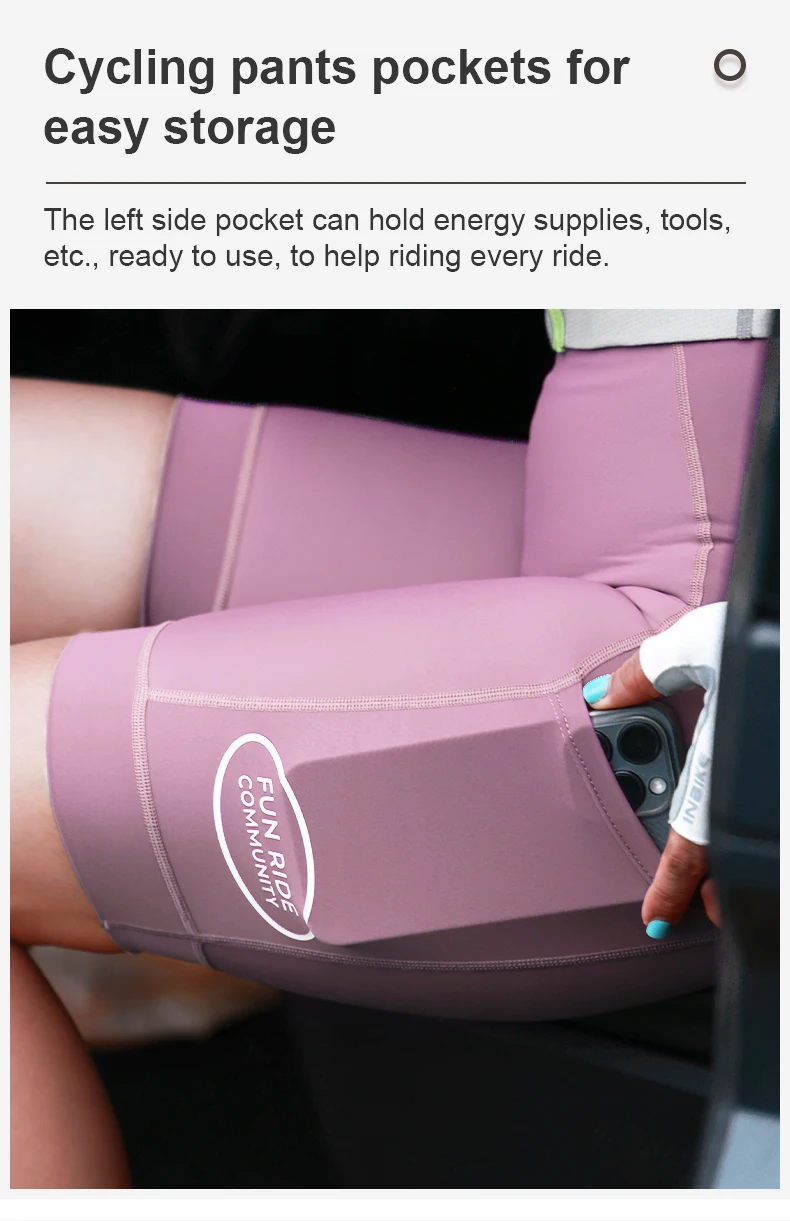 INBIKE Neue Sommer-Radlerhose für Damen, gepolsterte MTB-Fahrradhose mit Taschen, Radsport-Shorts für Frauen – Detail 9