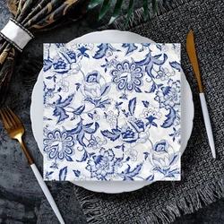 20Pcs/Bag Blue Paisley Flower Decoupage Serwetki papierowe Kwiatowe serwetki papierowe na Boże Narodzenie Urodziny Party Zastawa stołowa Decor