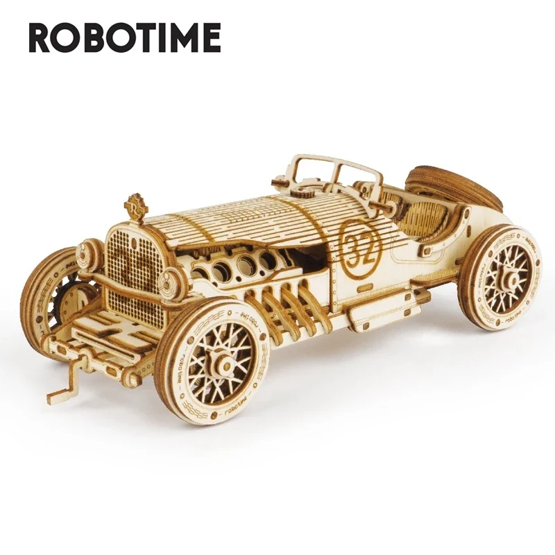 Robotime Rokr 3D Puzzle in legno giocattoli Montessori treno a vapore, Jeep dell'esercito, kit di costruzione di modelli di camion pesanti per bambini